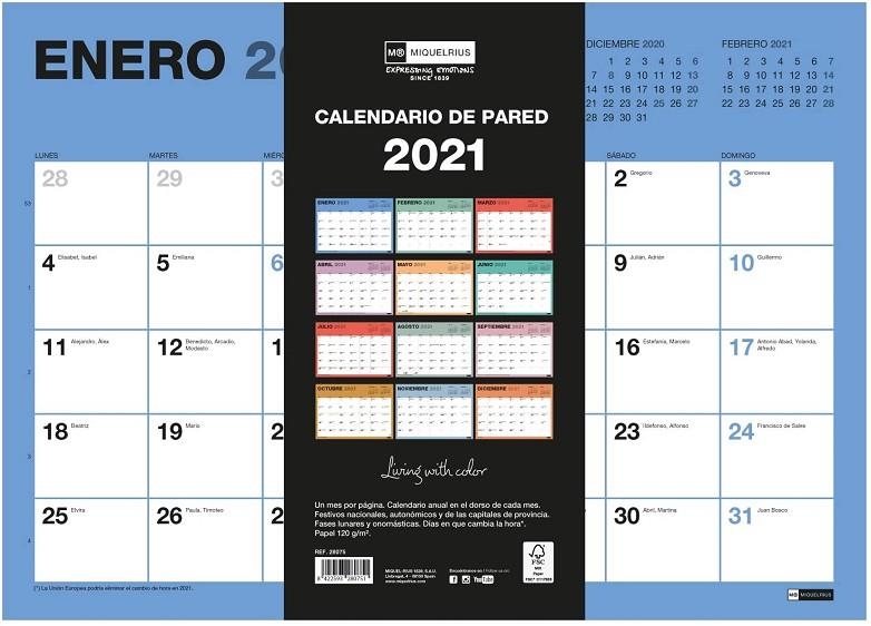 CALENDARIO MIQUELRIUS PARED 2021 CHROMAT PARA ESCRIBIR A3 28075 | 8422593280751 | Librería Castillón - Comprar libros online Aragón, Barbastro