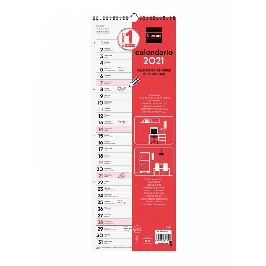 CALENDARIO 2021 FINOCAM DE PARED PARA ESCRIBIR LARGO | 8422952300151 | Librería Castillón - Comprar libros online Aragón, Barbastro