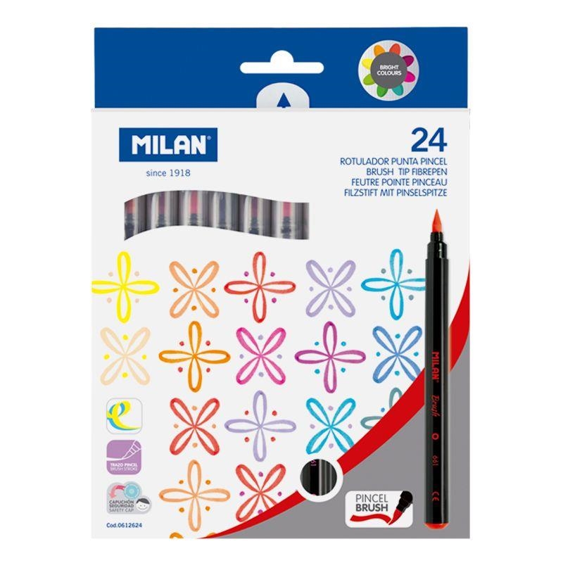 CAJA ROTULADORES MILAN PINTA PINCEL 24 COLORES | 8411574087632 | Librería Castillón - Comprar libros online Aragón, Barbastro