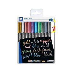 MARCADORES PUNTA PINCEL METALICOS STAEDTLER 10 COLORES 8321 TB10 | 4007817077887 | Librería Castillón - Comprar libros online Aragón, Barbastro