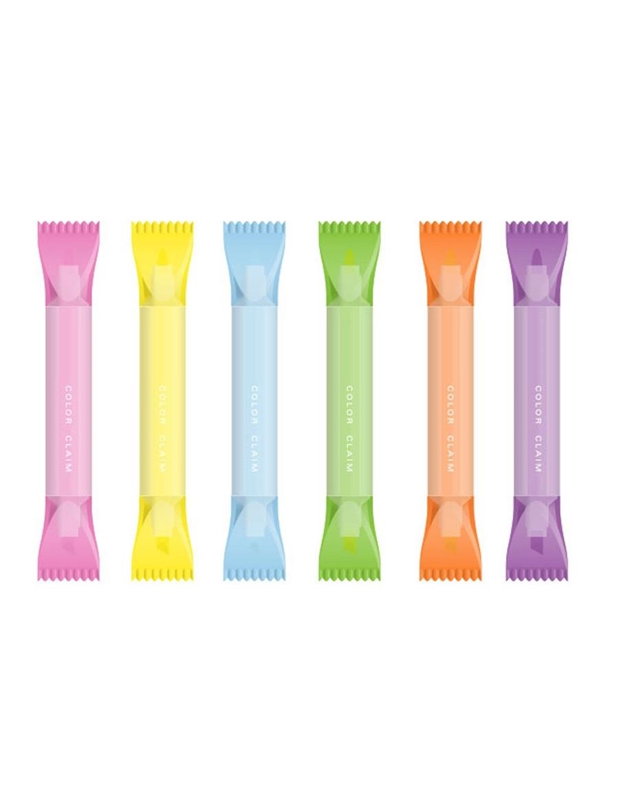 MARCADOR FLUORESCENTE DOBLE PUNTA FORMA CARAMELO 6 COLORES DISTINTOS | 6924701970278 | Librería Castillón - Comprar libros online Aragón, Barbastro
