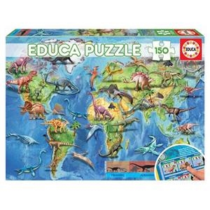 Puzzle EDUCA CON LAMINA MAPAMUNDI DINOSAURIOS (150 Piezas) | 8412668189973 | Librería Castillón - Comprar libros online Aragón, Barbastro