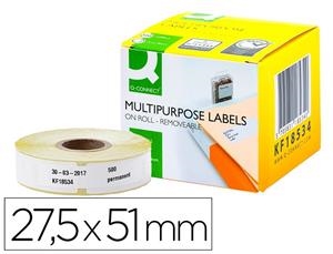 Etiqueta adhesiva removible q-connect kf18534 compatible dymo 11355 tamaño 27,5x51 mm caja con 500 etiquetas | 5705831185340 | Librería Castillón - Comprar libros online Aragón, Barbastro