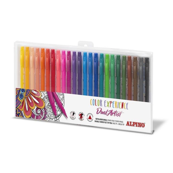 ROTULADORES ALPINO DOBLE PUNTA CON PUNTA PINCEL 24 COLORES | 8413240605690 | Librería Castillón - Comprar libros online Aragón, Barbastro