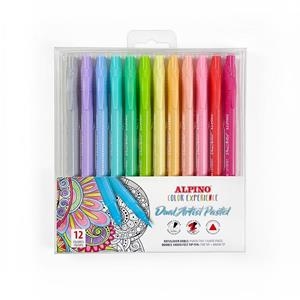 ROTULADORES ALPINO DOBLE PUNTA CON PUNTA PINCEL 12 COLORES PASTEL | 8413240613565 | Librería Castillón - Comprar libros online Aragón, Barbastro