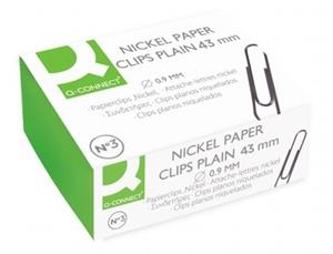 Clips niquelados q-connect nº3 43 mm caja de 100 | 5706002044732 | Librería Castillón - Comprar libros online Aragón, Barbastro
