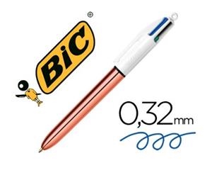 BOLIGRAFO BIC CUATRO COLORES SHINE ORO ROSA PUNTA 1 mm | 3086123621739 | Librería Castillón - Comprar libros online Aragón, Barbastro