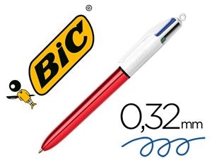 BOLIGRAFO BIC CUATRO COLORES SHINE ROJO PUNTA 1 mm | 3086123537613 | Librería Castillón - Comprar libros online Aragón, Barbastro