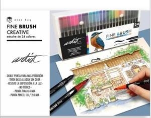 ESTUCHE 24 ROTULADORES FINE BRUH ALEX BOG  DOBLE PUNTA | 8431234180817 | Librería Castillón - Comprar libros online Aragón, Barbastro