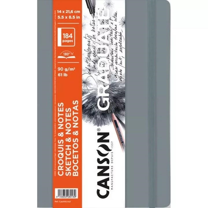 CUADERNO CANSON GRADUATE BOCETOS & NOTAS 90GR 14X21.6CM TAPA DURA GRIS CLARO | 3148950079985 | Librería Castillón - Comprar libros online Aragón, Barbastro