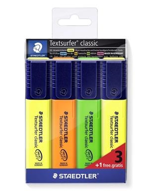 PACK 4 MARCADOR FLUORESCENTE STAEDTLER TEXTSURFER CLASSIC 364-S WP4P | 4007817019535 | Librería Castillón - Comprar libros online Aragón, Barbastro
