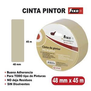 CINTA ADHESIVA PINTOR 48MMX45M FIXO BRICODECO | 8413623560431 | Librería Castillón - Comprar libros online Aragón, Barbastro