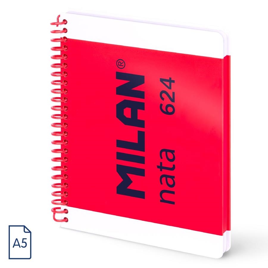 CUADERNO MILAN NATA 624 A5 80H ESPIRAL PLÁSTICO LÍNEAS ROSA | 8411574109877 | Librería Castillón - Comprar libros online Aragón, Barbastro