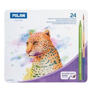 CAJA METÁLICA 24 LÁPICES COLOR TODO MINA ACUARELABLES MILAN CON PINCEL | 8411574099376 | Librería Castillón - Comprar libros online Aragón, Barbastro