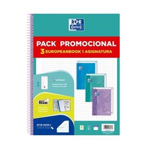 PACK PROMO OXFORD 3 CUADERNOS EUROPEAN BOOK 1 A4+ 80H CUADRICULA 5MM TAPA EXTRA DURA COLORES PASTEL | 8427291066478 | Librería Castillón - Comprar libros online Aragón, Barbastro