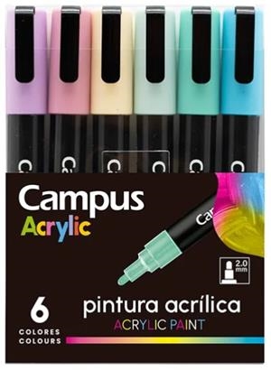Rotuladores Acrílicos Campus Acrylic 6 colores Pastel | 8426307330756 | Librería Castillón - Comprar libros online Aragón, Barbastro