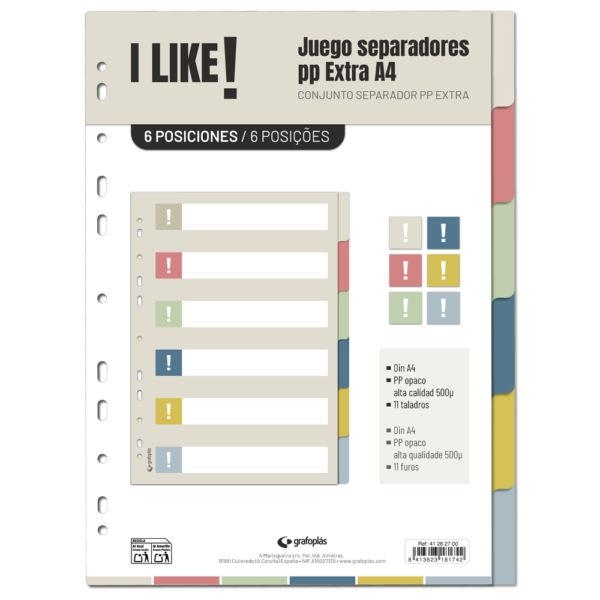 SEPARADORES PP 12 POSICIONES A4 11 TALADROS LIKE GRAFOPLÁS | 8413623181759 | Librería Castillón - Comprar libros online Aragón, Barbastro