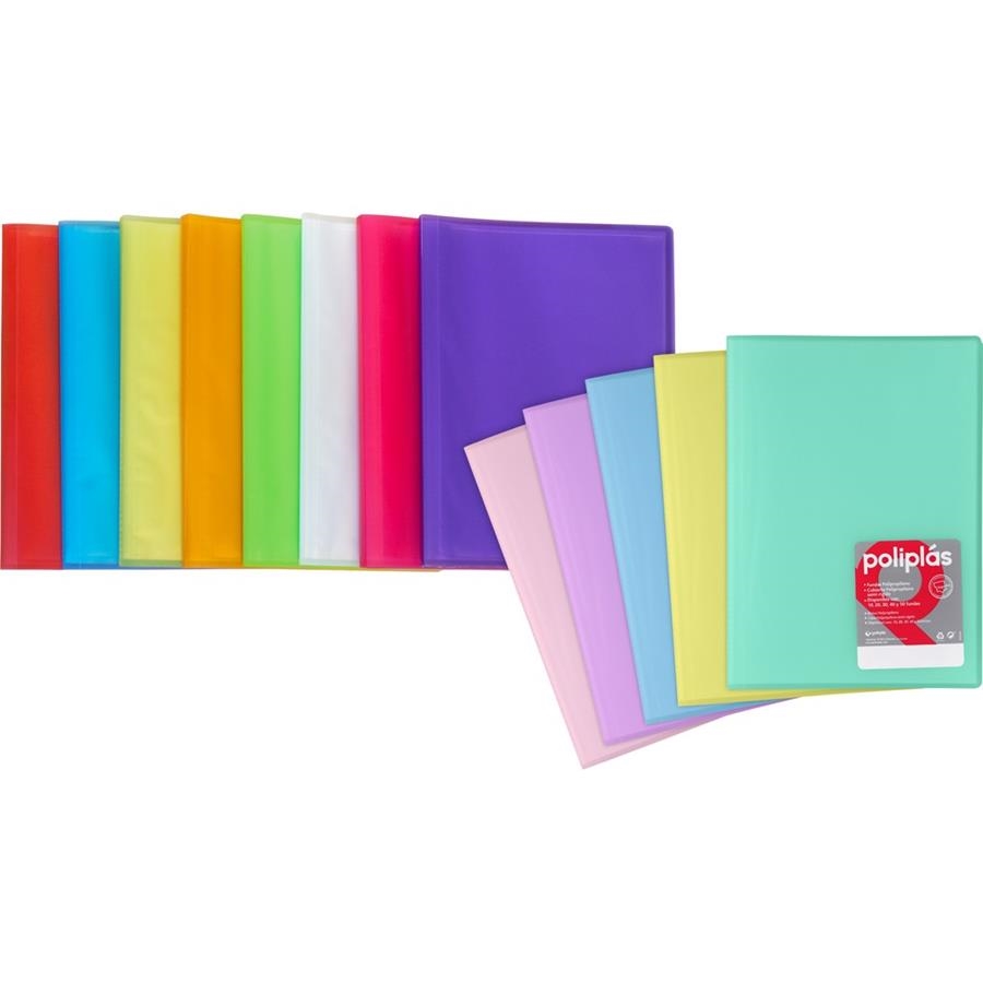 CARPETA FUNDAS POLIPLAS A4 40 FUNDAS TRANSLUCIDO COLORES SURTIDOS | 9999900015683 | Librería Castillón - Comprar libros online Aragón, Barbastro