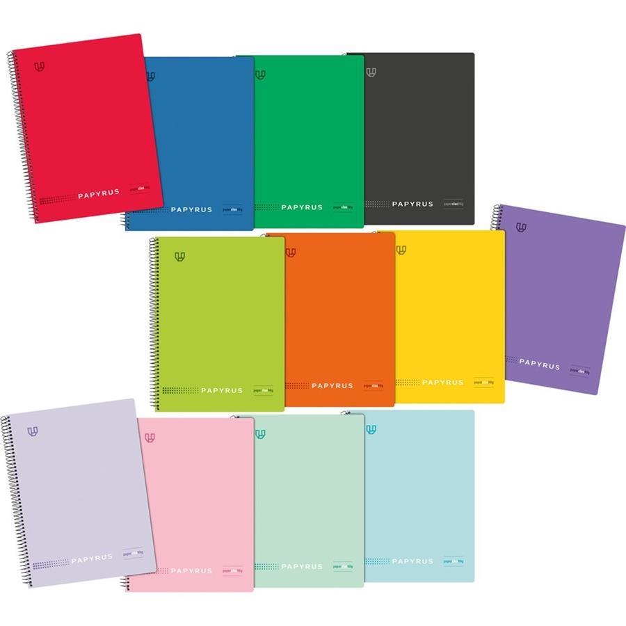 CUADERNO ESPIRAL PAPYRUS UNICLAS 4º TAPA PLASTICO 80H 90GR PAUTA 3.5MM (COLORES SURTIDOS) | 8413623190492 | Librería Castillón - Comprar libros online Aragón, Barbastro