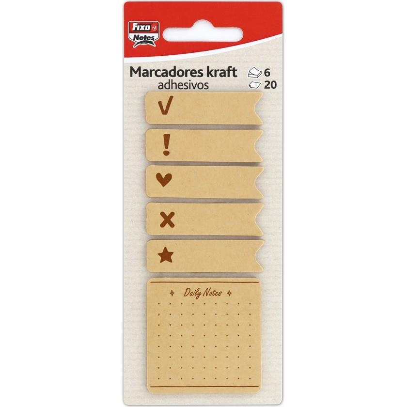 PACK 6 MARCADORES 20H ADHESIVOS FIXO BANDERITAS KRAFT LISO DAILY | 8413623507528 | Librería Castillón - Comprar libros online Aragón, Barbastro