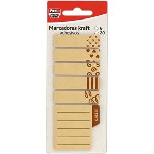 PACK 6 MARCADORES 20H ADHESIVOS FIXO BANDERITAS KRAFT LISO MEMO | 8413623507535 | Librería Castillón - Comprar libros online Aragón, Barbastro