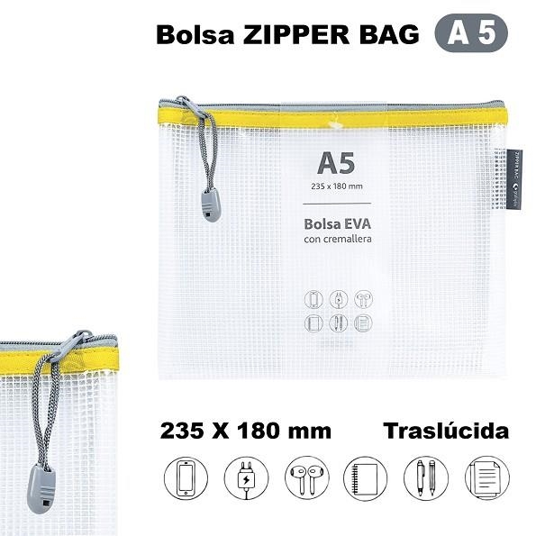 BOLSA ZIPPER BAG A5 EVA AMARILLO CON CREMALLERA | 8413623492046 | Librería Castillón - Comprar libros online Aragón, Barbastro
