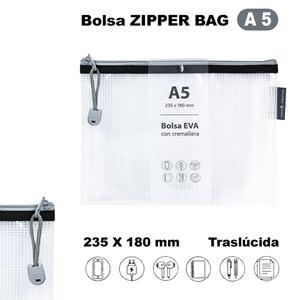 BOLSA ZIPPER BAG A5 EVA NEGRO CON CREMALLERA | 8413623492008 | Librería Castillón - Comprar libros online Aragón, Barbastro