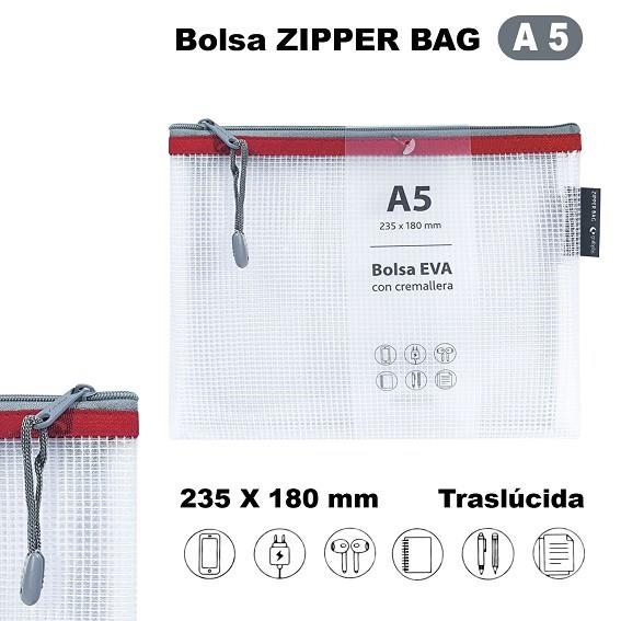 BOLSA ZIPPER BAG A5 EVA ROJO CON CREMALLERA | 8413623492015 | Librería Castillón - Comprar libros online Aragón, Barbastro