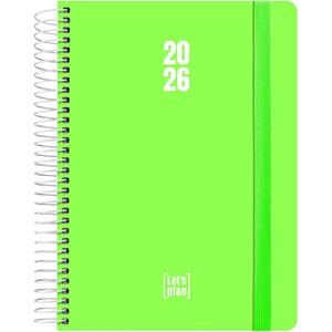 AGENDA GRAFOPLAS 2026 DÍA PAGINA 15X21CM ESPIRAL TAPA PLASTICO VERDE FLUOR | 8413623214389 | Librería Castillón - Comprar libros online Aragón, Barbastro