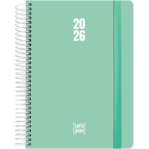AGENDA GRAFOPLAS 2026 DÍA PAGINA 15X21CM ESPIRAL TAPA PLASTICO VERDE AGUA | 8413623214396 | Librería Castillón - Comprar libros online Aragón, Barbastro