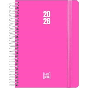AGENDA GRAFOPLAS 2026 DÍA PAGINA 15X21CM ESPIRAL TAPA PLASTICO ROSA FLUOR | 8413623214419 | Librería Castillón - Comprar libros online Aragón, Barbastro