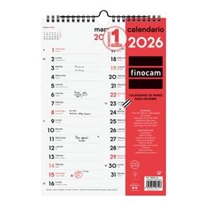 CALENDARIO FINOCAM 2026 M - 210x300 mm 782100026 | 8422952407447 | Librería Castillón - Comprar libros online Aragón, Barbastro