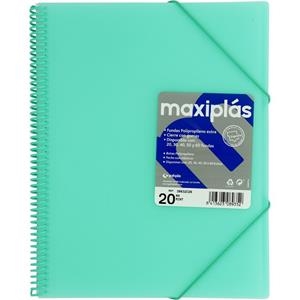 CARPETA FUNDAS MAXIPLAS A4 20 BOLSAS TRANS VERDE MENTA | 8413623089352 | Librería Castillón - Comprar libros online Aragón, Barbastro