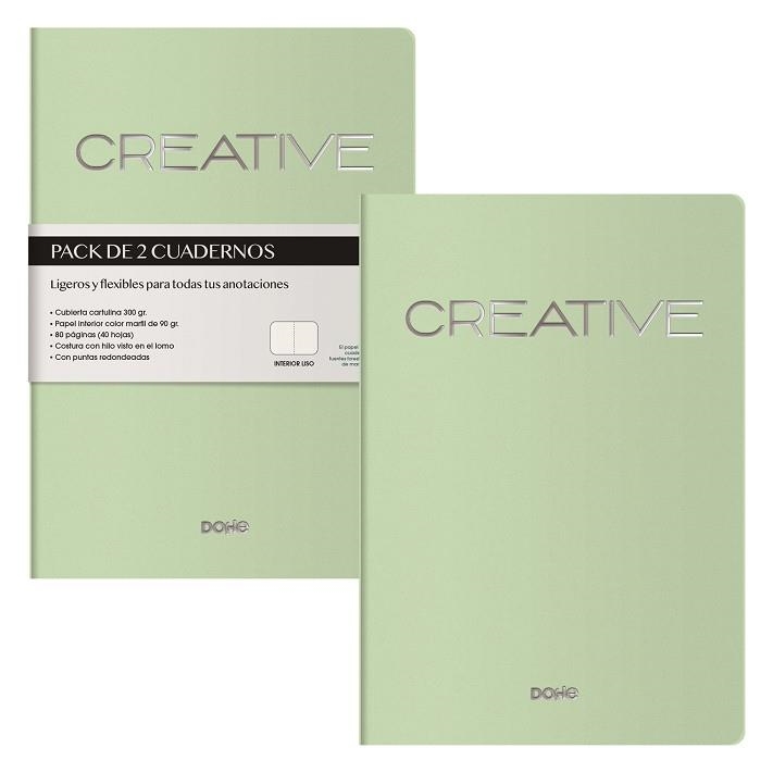 LOTE 2 CUADERNOS A5 COSIDO CREATIVE VERDE | 8421938110586 | Librería Castillón - Comprar libros online Aragón, Barbastro