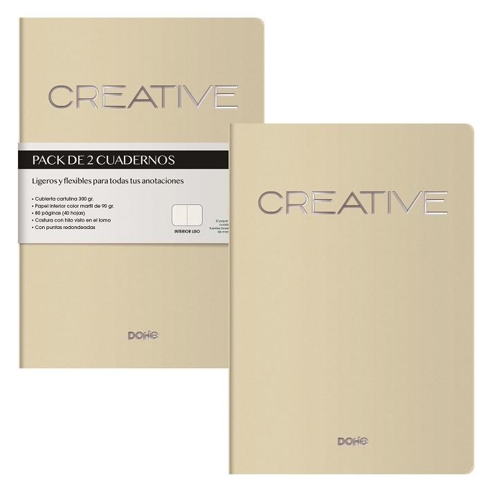 LOTE 2 CUADERNOS A5 COSIDO CREATIVE BEIGE | 8421938110593 | Librería Castillón - Comprar libros online Aragón, Barbastro