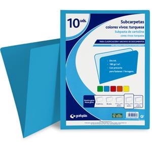 SUBCARPETA A4 240GR AZUL TURQUESA | 9999900016154 | Librería Castillón - Comprar libros online Aragón, Barbastro
