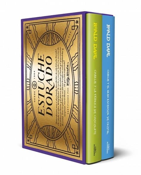 Estuche dorado de Willy Wonka (contiene: Charlie y la fábrica de chocolate y Charlie y el gran ascensor de cristal) | 9791387741891 | Dahl, Roald | Librería Castillón - Comprar libros online Aragón, Barbastro