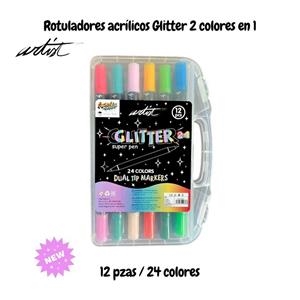 ESTUCHE 12 ROTULADORES 2 EN 1 GLITTER 24 COLORES | 8431234198768 | Librería Castillón - Comprar libros online Aragón, Barbastro