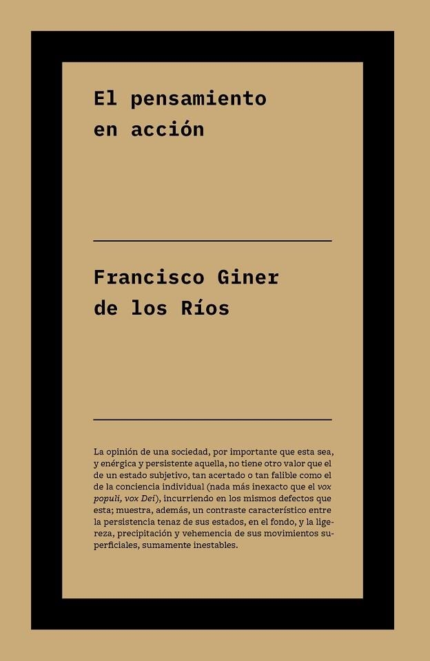 El pensamiento en acción | 9791388115226 | Giner de los Ríos, Francisco | Librería Castillón - Comprar libros online Aragón, Barbastro