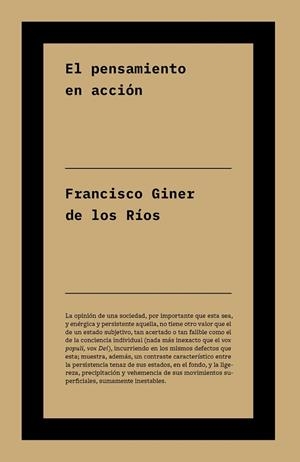 El pensamiento en acción | 9791388115226 | Giner de los Ríos, Francisco | Librería Castillón - Comprar libros online Aragón, Barbastro