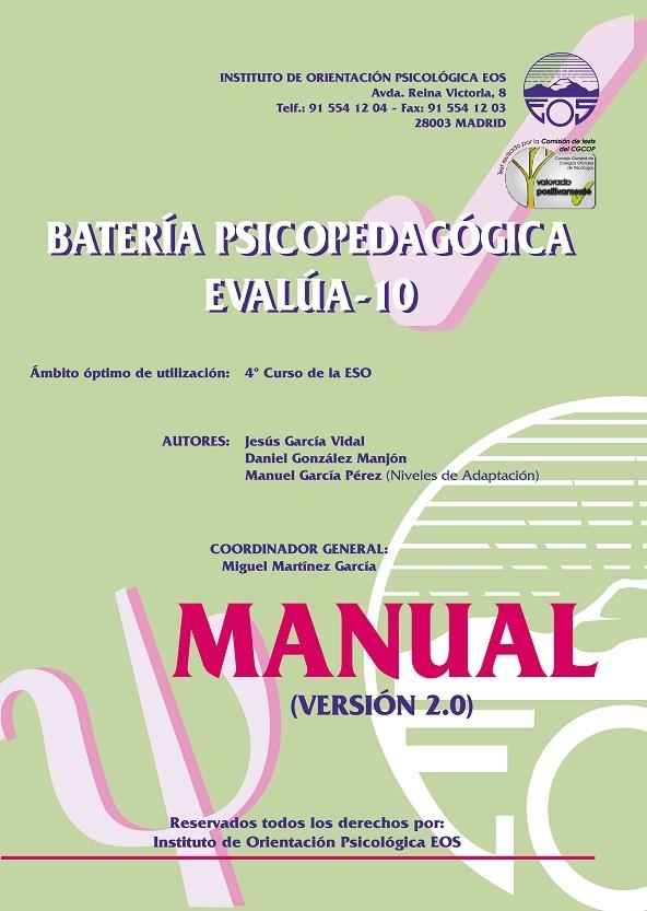 BATERIA PSICOP. EVALUA 10 MANUAL | 9788489967830 | Librería Castillón - Comprar libros online Aragón, Barbastro